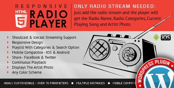 Radio Player Shoutcast and Icecast
