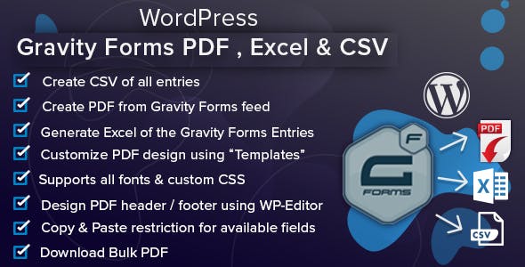 Gravity Forms PDF, Excel, CSV and Google Sheet