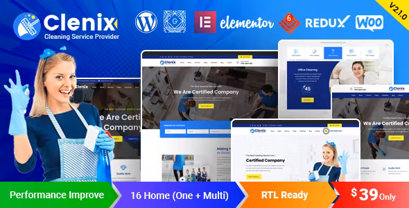 Clenix Cleaning Services WordPress Theme