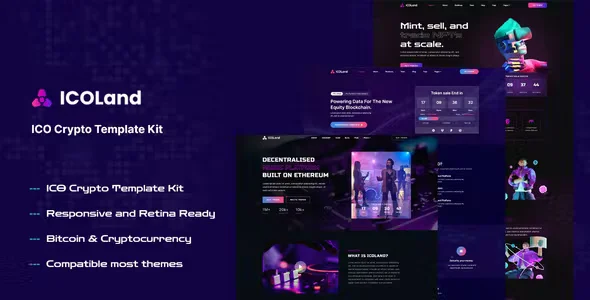 ICOLand NFT Cryptocurrency Elementor Template Kit