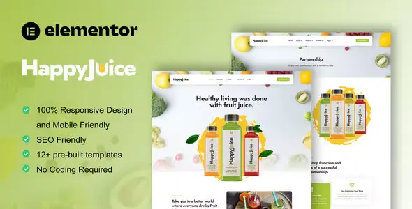 HappyJuice Fresh Drink Elementor Pro Template Kit