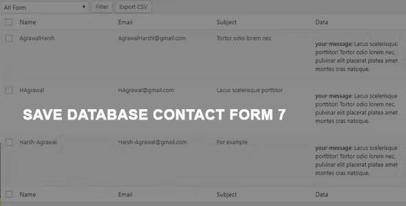 Contact Form 7 Save To Database CSV PDF