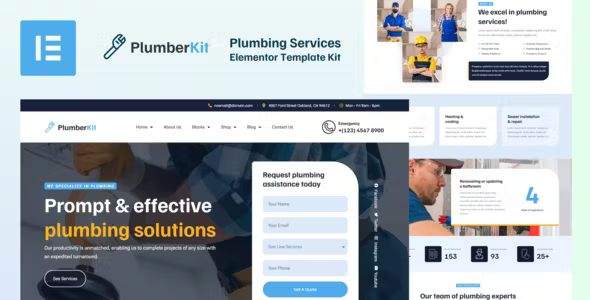 PlumberKit Plumbing Elementor Template Kit