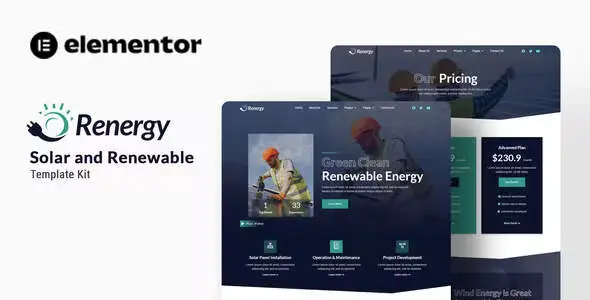 Renergy Solar and Renewable Elementor Template Kit