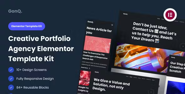 GonQ Creative Portfolio Elementor Template Kit