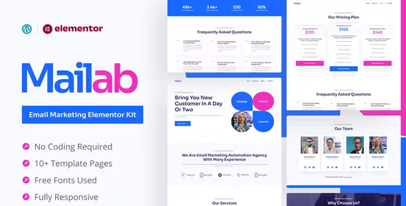 Mailab Email Marketing Elementor Template Kit
