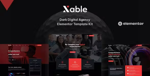 Xable Dark Digital Agency Elementor Pro Template Kit
