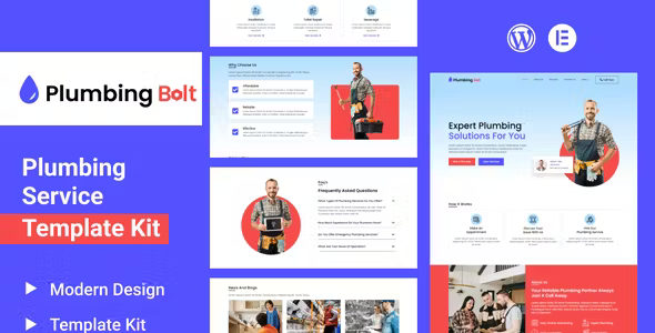 Plumbing Bolt Services Elementor Template Kit