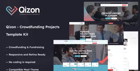 Qizon Crowdfunding Elementor Template Kit