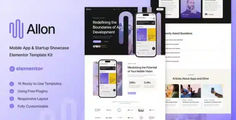 Allon Mobile App Elementor Kit