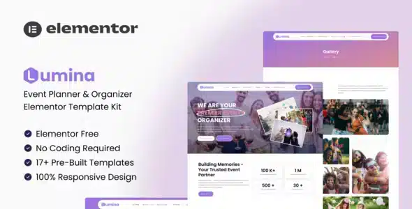 Lumina Event Planner and Organizer Elementor Kit