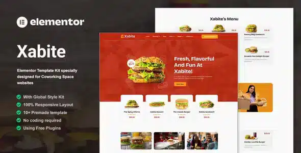 Xabite Burger Fast Food Elementor Template Kit