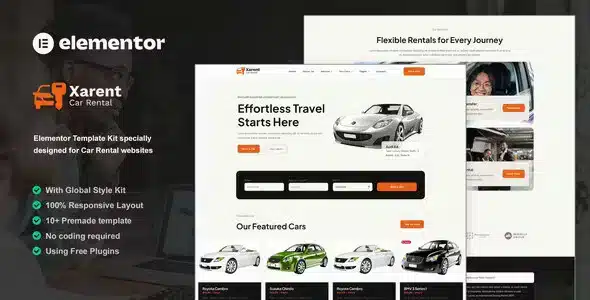 Xarent Car Rental Elementor Template Kit