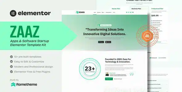 Zaas Apps and Software Startup Elementor Kit