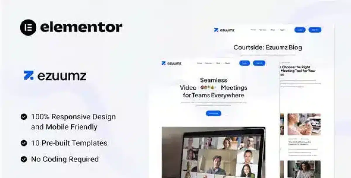 Ezuumz Video Conferencing and Webinar Elementor Kit