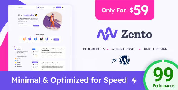 Zento Modern and Lightweight Blog Theme