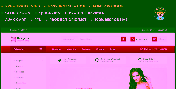 Brayola Lingerie Prestashop Theme